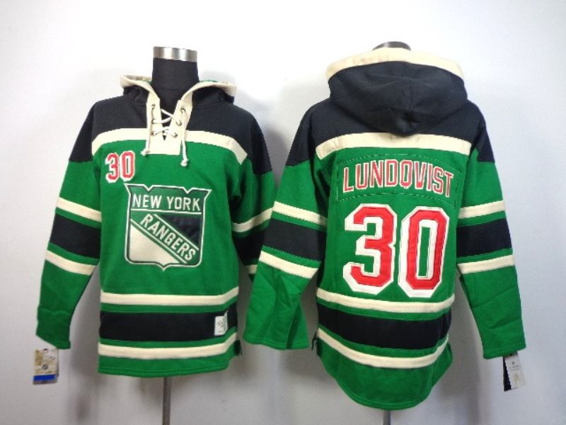 NHL Rangers 30 Henrik Lundovist Green Men Sweatshirt