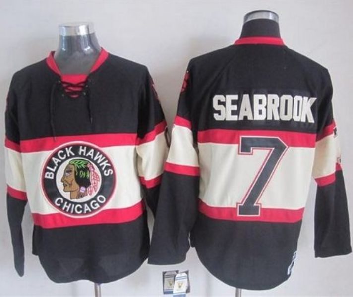 NHL Blackhawks 7 Brent Seabrook Black Third CCM Men Jersey