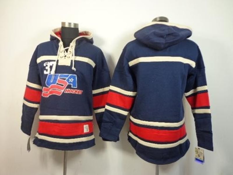 Olympic Team USA Dark Blue Sawyer Hooded Sweatshirt Men's Hockey Jersey