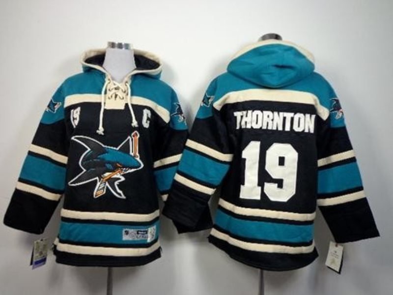 NHL Sharks 19 Joe Thornton Black Youth Sweatshirt