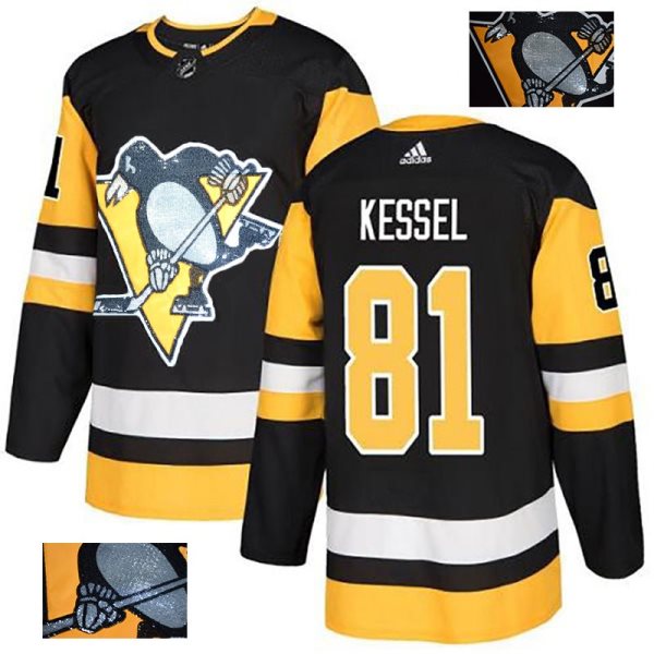 NHL Penguins 81 Phil Kessel Black Glittery Edition Adidas Men Jersey