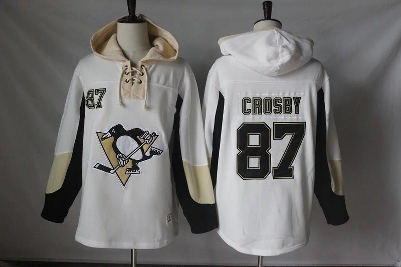 NHL Penguins 87 Sidney Crosby White Men Sweatshirt