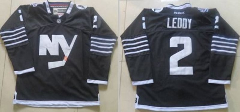 NHL Islanders 2 Nick Leddy Black Alternate Men Jersey