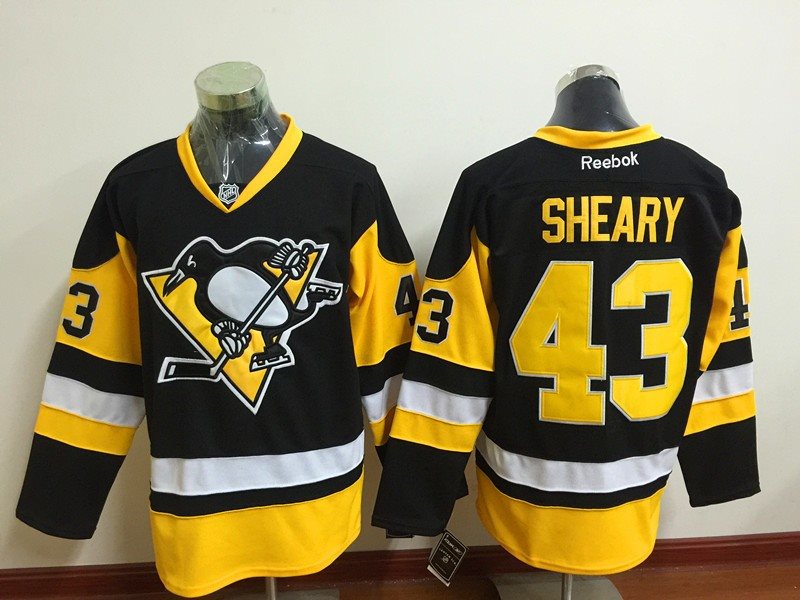 NHL Penguins 43 Conor Sheary Black Reebok Men Jersey