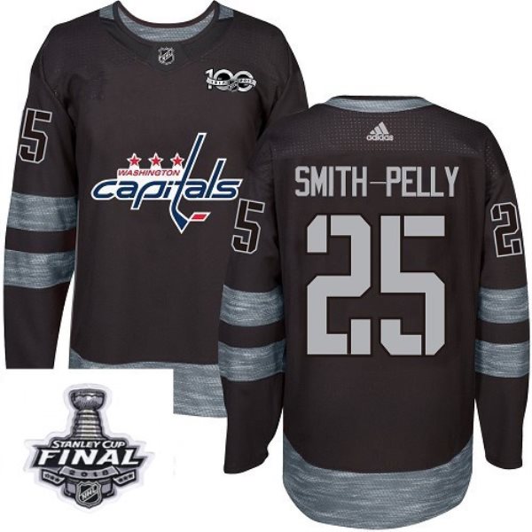 NHL Capitals 25 Devante Smith-Pelly 2018 Stanley Cup Final 100 Anniversary Black Men Jersey