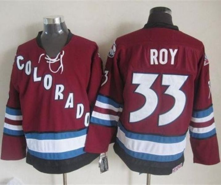 NHL Avalanche 33 Patrick Roy Red CCM Throwback Men Jersey
