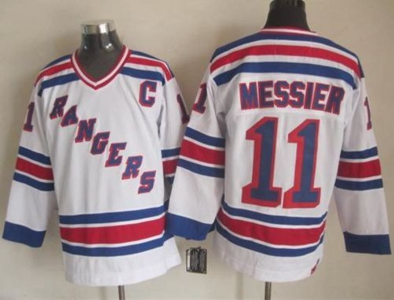 NHL Rangers 11 Mark Messier White CCM Throwback Men Jersey