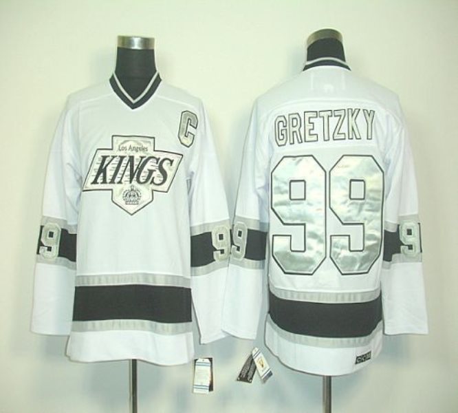 NHL Kings 99 Wayne Gretzky White CCM Throwback Men Jersey