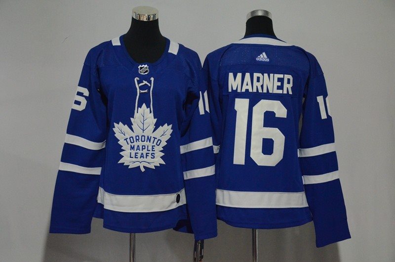 NHL Maple Leafs 16 Mitchell Marner Blue Women Adidas Jersey
