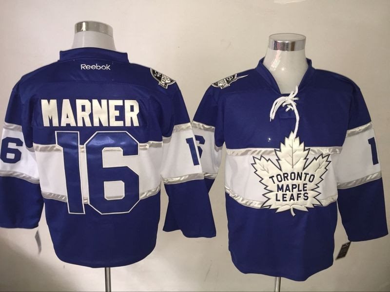 NHL Maple Leafs 16 Mitchell Marner 100th Anniversary Blue Reebok Men Jersey