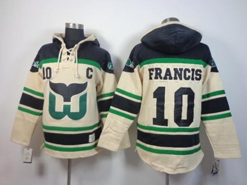 NHL Whalers 10 Ron Francis Cream With C Patch Men Sweatshirt