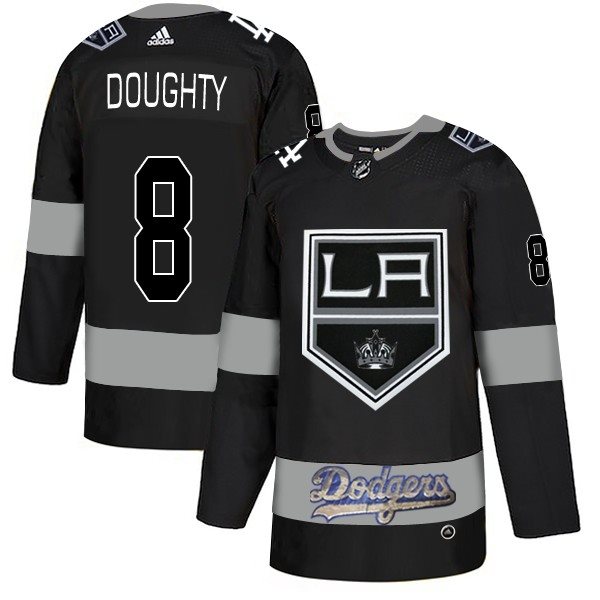 NHL LA Kings With Dodgers 8 Drew Doughty Black Adidas Men Jersey
