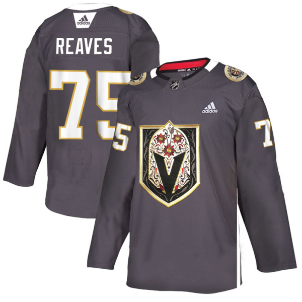 NHL Knights 75 Ryan Reaves Gray Dia De Los Muertos Adidas Women Jersey