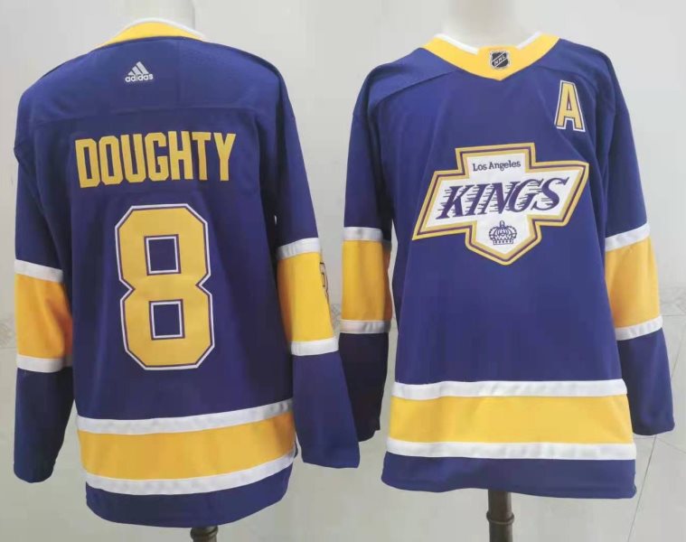 NHL Kings 8 Drew Doughty Blue Retro Adidas Men Jersey