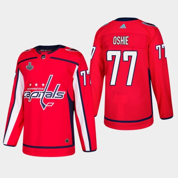 NHL Washington Capitals 77 T.J. Oshie Adidas Red 2018 Stanley Cup Final Patch Men Jersey