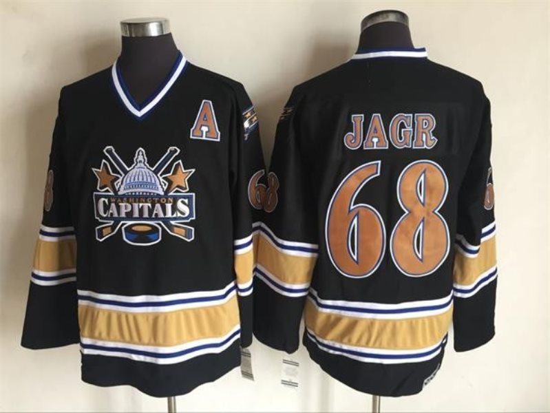 NHL Washington Capitals 68 Jaromir Jagr 2003 Black CCM Vintage Throwback Men Jersey