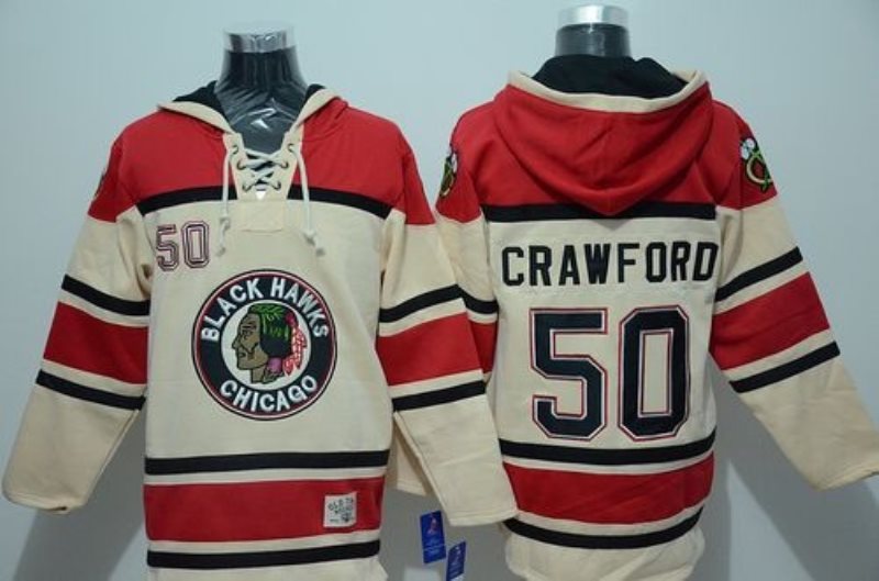 NHL Blackhawks 50 Corey Crawford Gream Men Sweatshirt