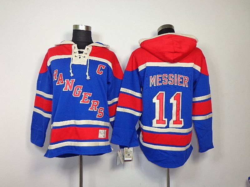NHL Rangers 11 Mark Messier Blue Men Sweatshirt