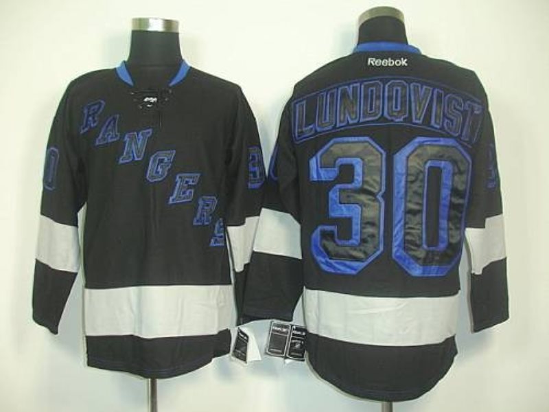 NHL Rangers 30 Henrik Lundqvist Black Ice Men Jersey
