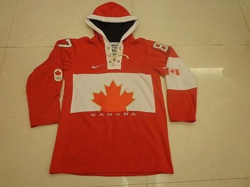 Team Canada Olympic No.87 Sidney Crosby Red Sawyer Hooded Sweatshirt Hockey Jersey