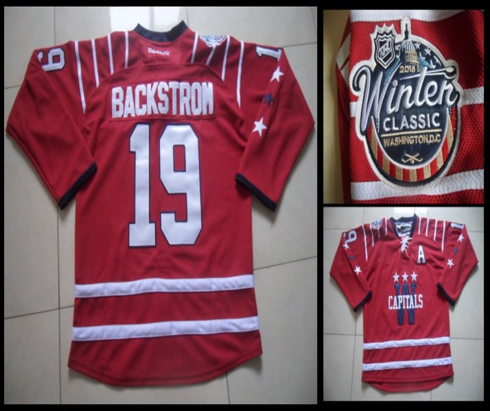 NHL Capitals 19 Nicklas Backstrom Red With A Patch 2015 Winter Classic Male Men Jersey