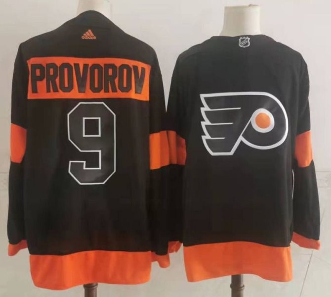 NHL Flyers 9 Ivan Provorov Black Adidas Men Jersey
