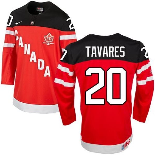 Olympic CA. 20 John Tavares Red 100th Anniversary Stitched NHL Jersey
