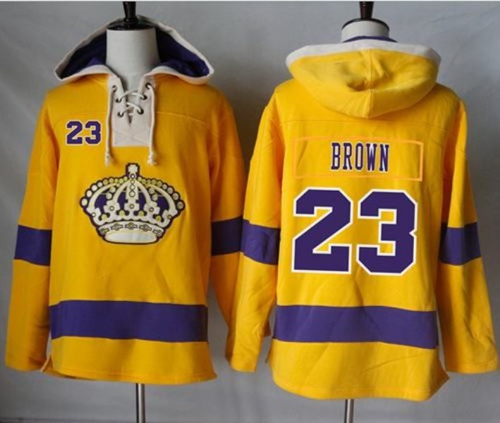 NHL Kings 23 Dustin Brown Gold Men Sweatshirt