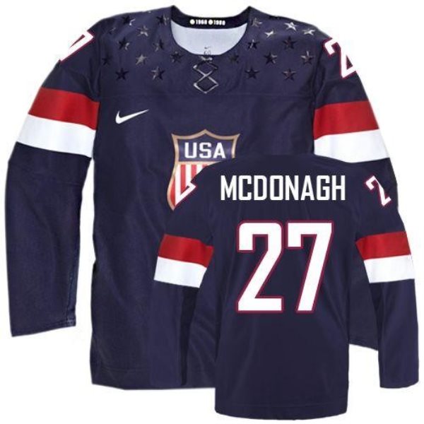 2014 Olympic Team USA No.27 Ryan McDonagh Navy Blue Hockey Jersey