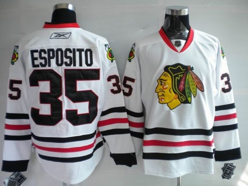 NHL Blackhawks 35 Tony Esposito White Men Jersey