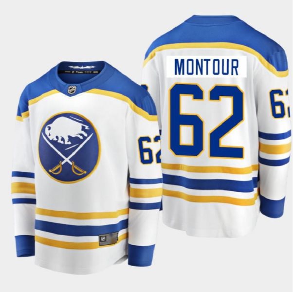 NHL Sabres 62 Brandon Montour White Away 2020-21 Adidas Men Jersey