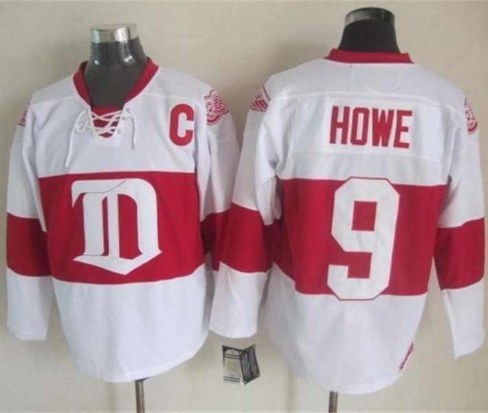 NHL Red Wings 9 Gordie Howe White Winter Classic CCM Throwback Men Jersey