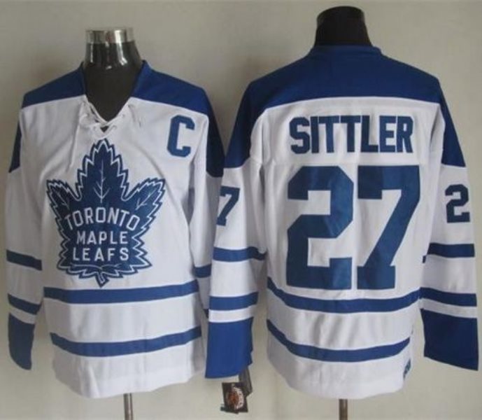 NHL Maple Leafs 27 Darryl Sittler White CCM Throwback Winter Classic Men Jersey