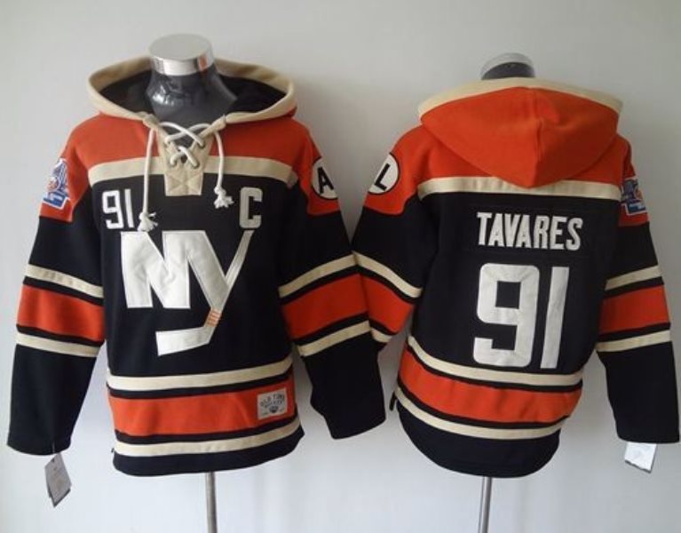 NHL Islanders 91 John Tavares Dark Blue Men Sweatshirt