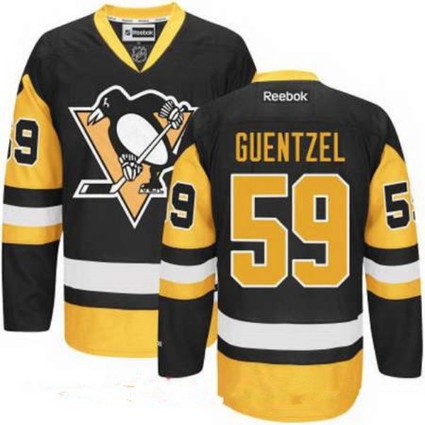 NHL Pittsburgh Penguins 59 Jake Guentzel Black Third Stitched Reebok Men Jersey