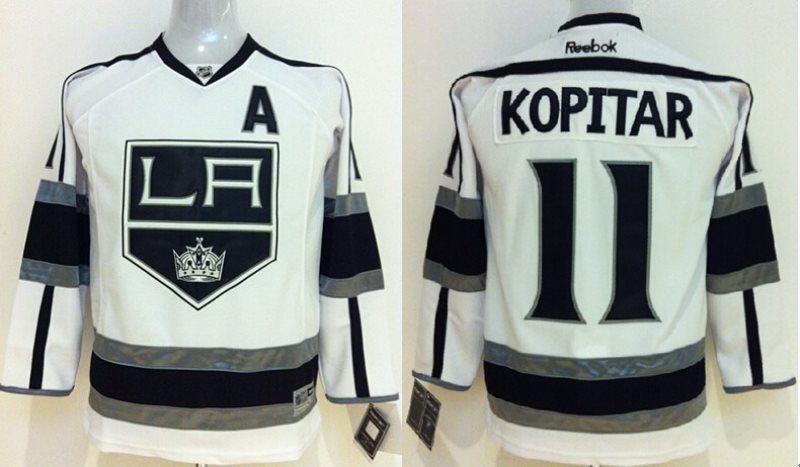 NHL Kings 11 Anze Kopitar White With A Patch Youth Jersey