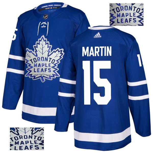 NHL Maple Leafs 15 Matt Martin Blue Glittery Edition Adidas Men Jersey