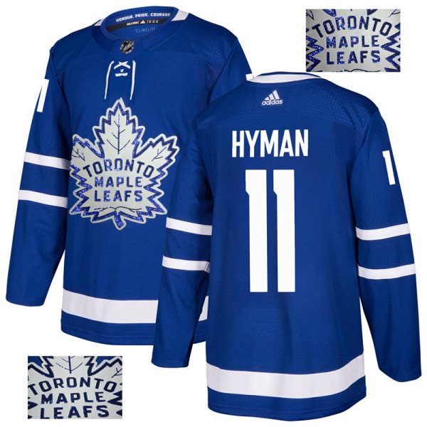 NHL Maple Leafs 11 Zach Hyman Blue Glittery Edition Adidas Men Jersey