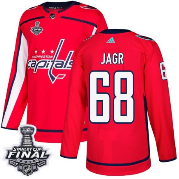 NHL Washington Capitals 68 Jaromir Jagr Adidas Red 2018 Stanley Cup Final Patch Men Jersey