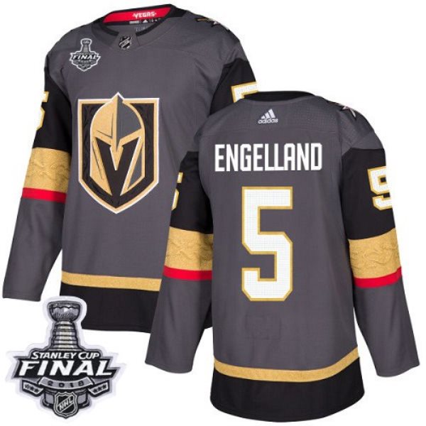 NHL Vegas Golden Knights 5 Deryk Engelland Adidas Gray 2018 Stanley Cup Final Patch Men Jersey