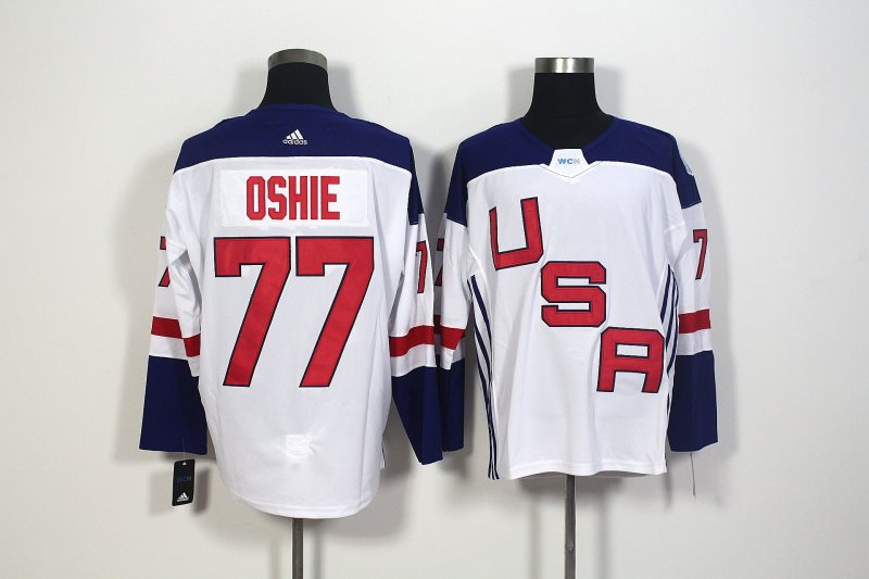 Team USA 77 T.J. Oshie White 2016 World Cup NHL Jersey