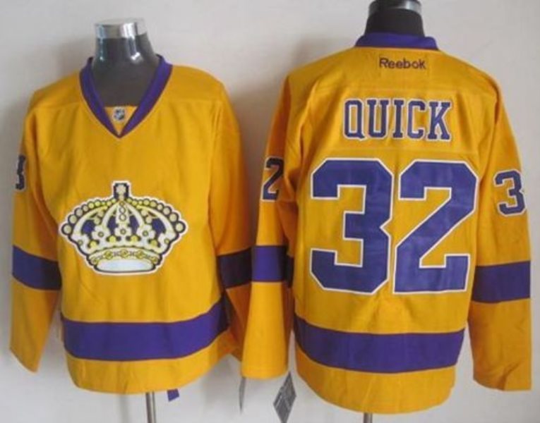 NHL Kings 32 Jonathan Quick Gold Alternate Men Jersey
