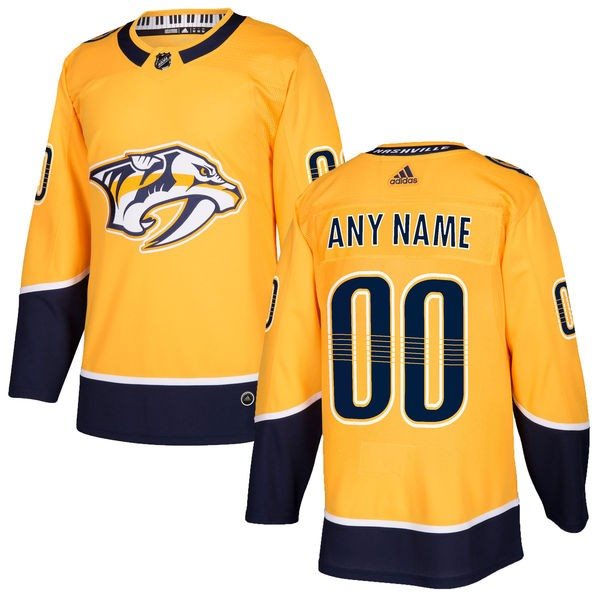 NHL Nashville Predators Gold Customized Adidas Men Jersey