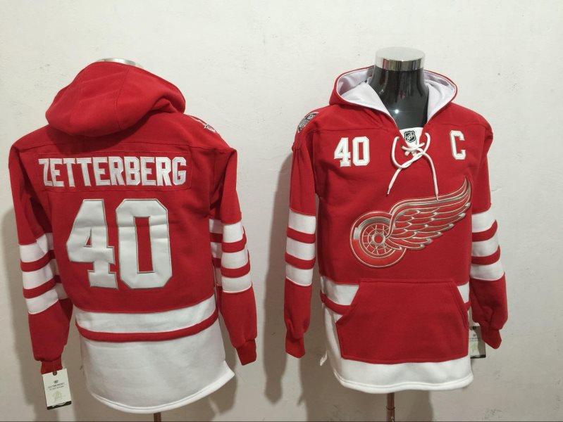 NHL Red Wings 40 Henrik Zetterberg Red Hoodie Sweatshirt