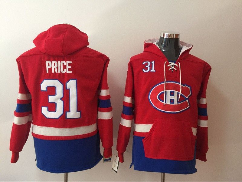NHL Canadiens 31 Carey Price Red All Stitched Hooded Men Sweatshirt