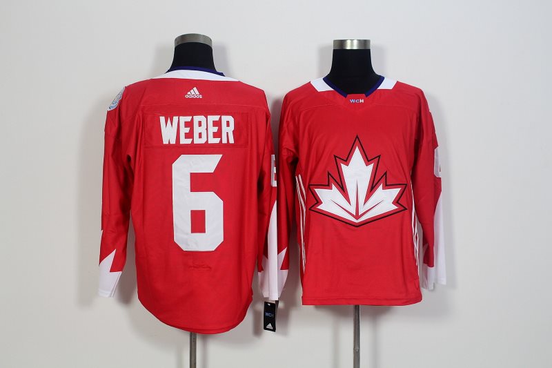 Team CA. #6 Shea Weber Red 2016 World Cup Stitched NHL Jersey