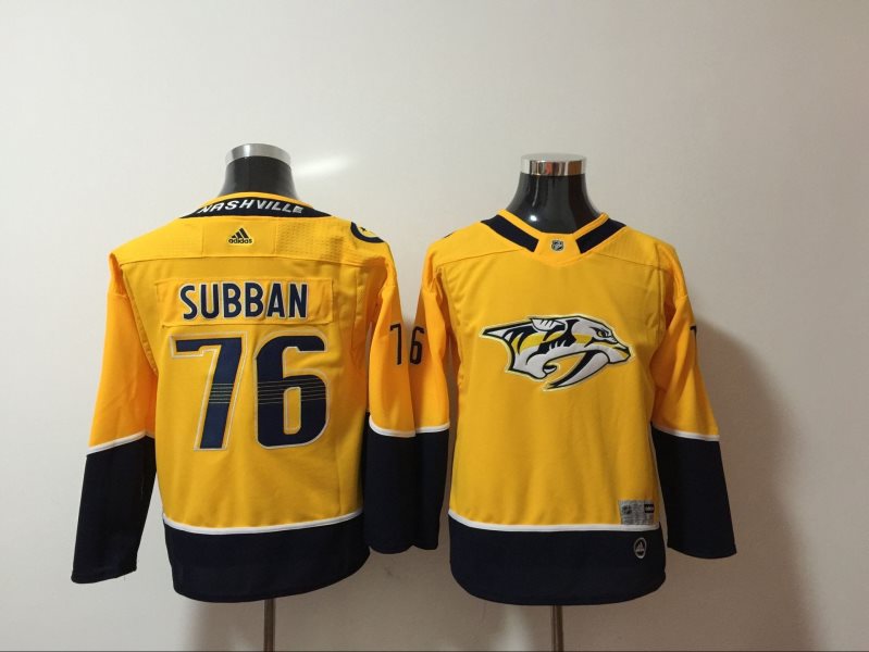 NHL Predators 76 P.K. Subban Yellow Adidas Youth Jersey