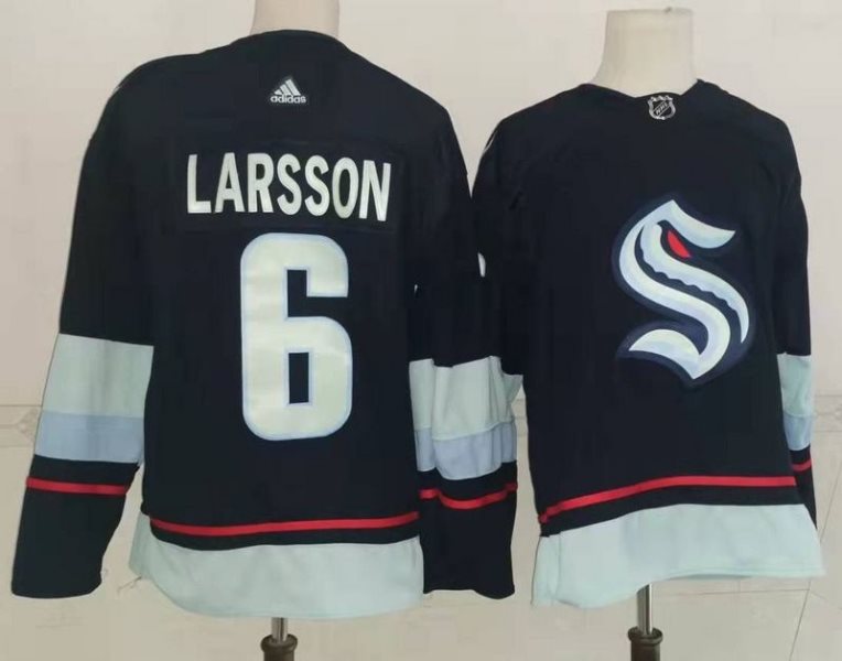 NHL Seattle Kraken 6 Larsson Blue Adidas Men Jersey