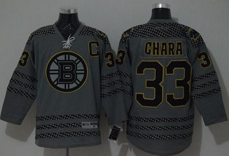NHL Bruins 33 Zdeno Chara Charcoal Cross Check Fashion Men Jersey