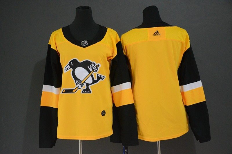 NHL Penguins Blank Yellow Alternate Adidas Women Jersey